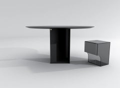 Contemporary Round Table in Black Powdercoated Stainless Steel, Barh Judd Table