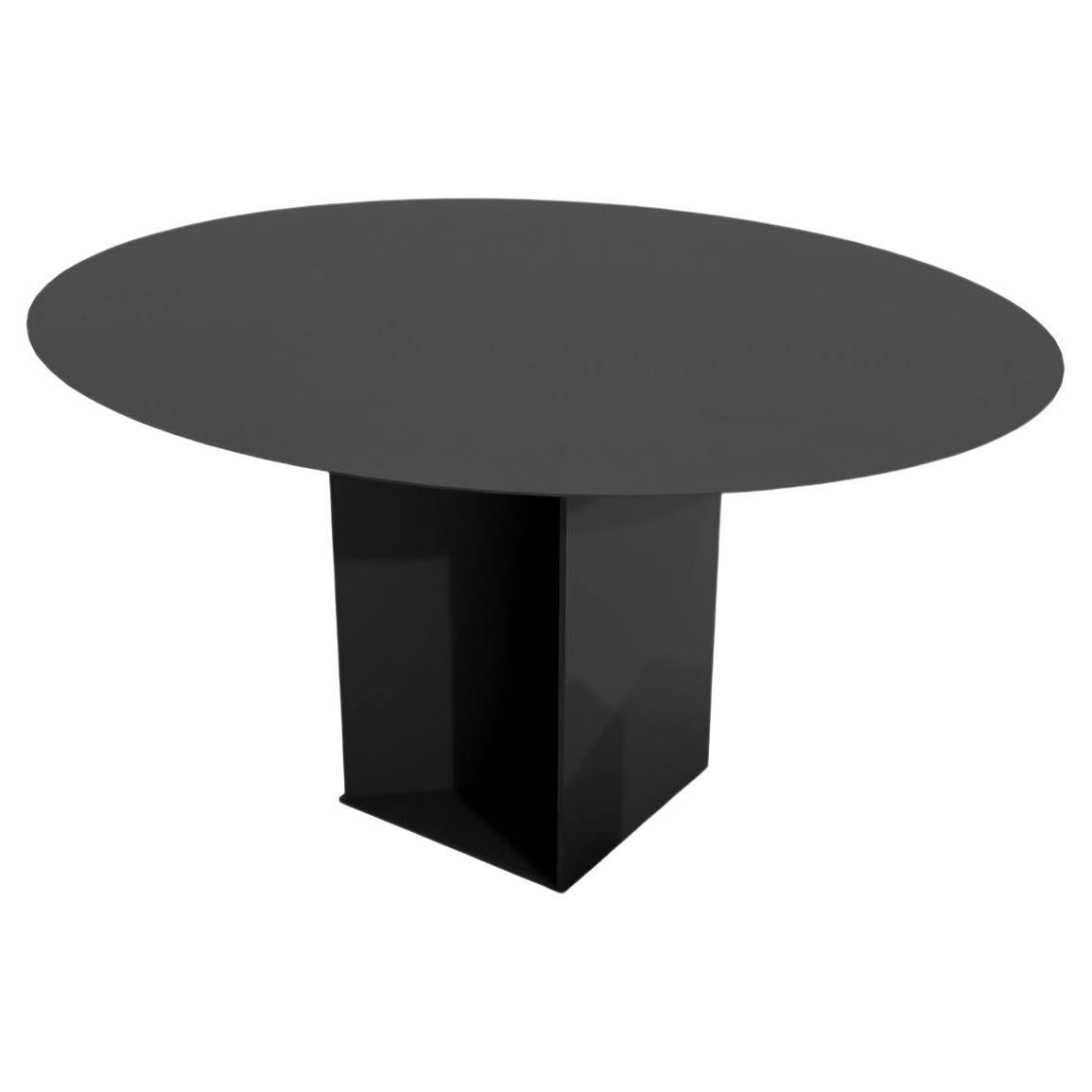 Table ronde contemporaine en acier inoxydable laqué noir, Barh Judd Table