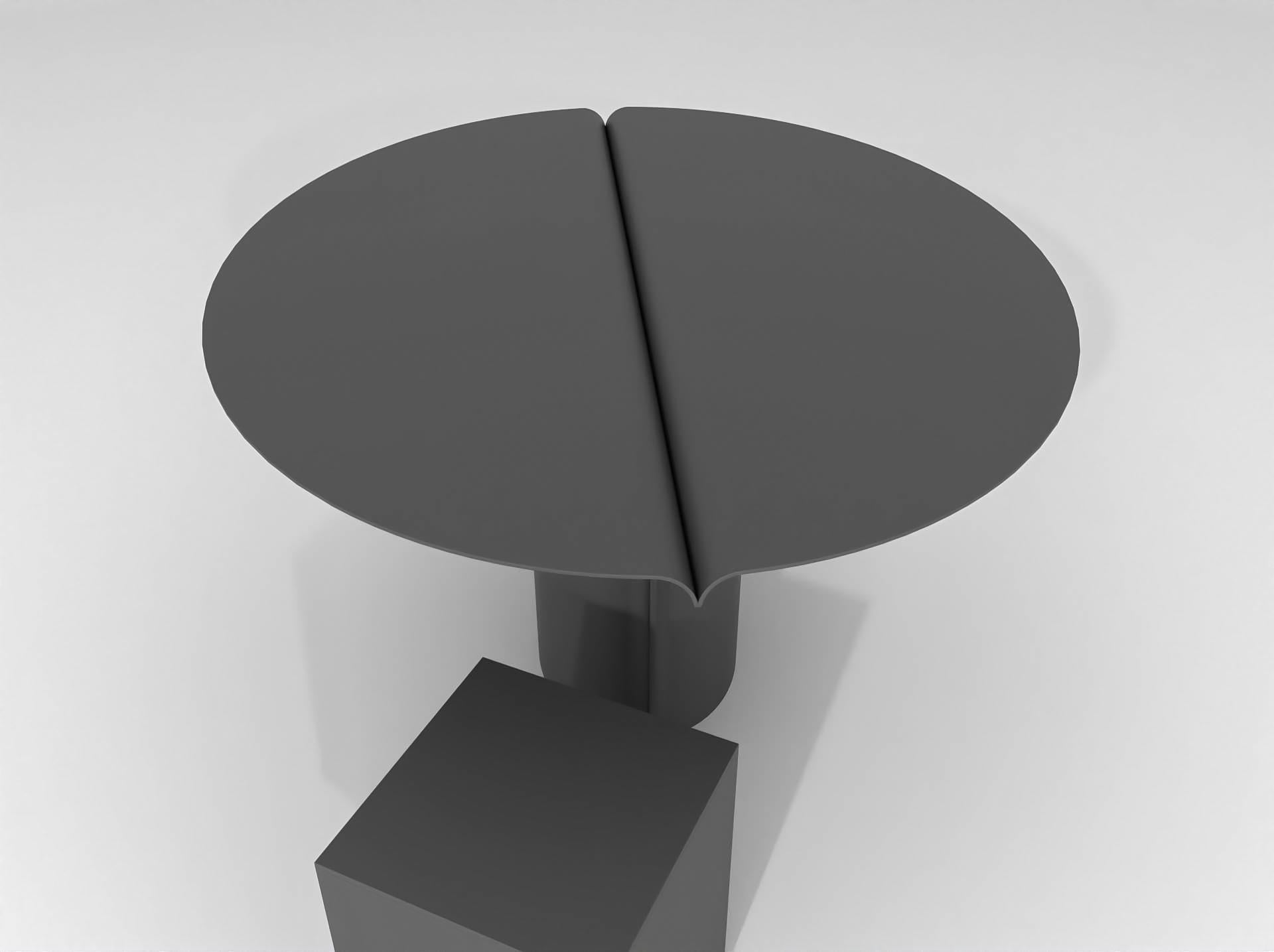 Table ronde contemporaine en acier inoxydable poudré noir, table à miroir Neuf - En vente à Antwerp, Antwerp