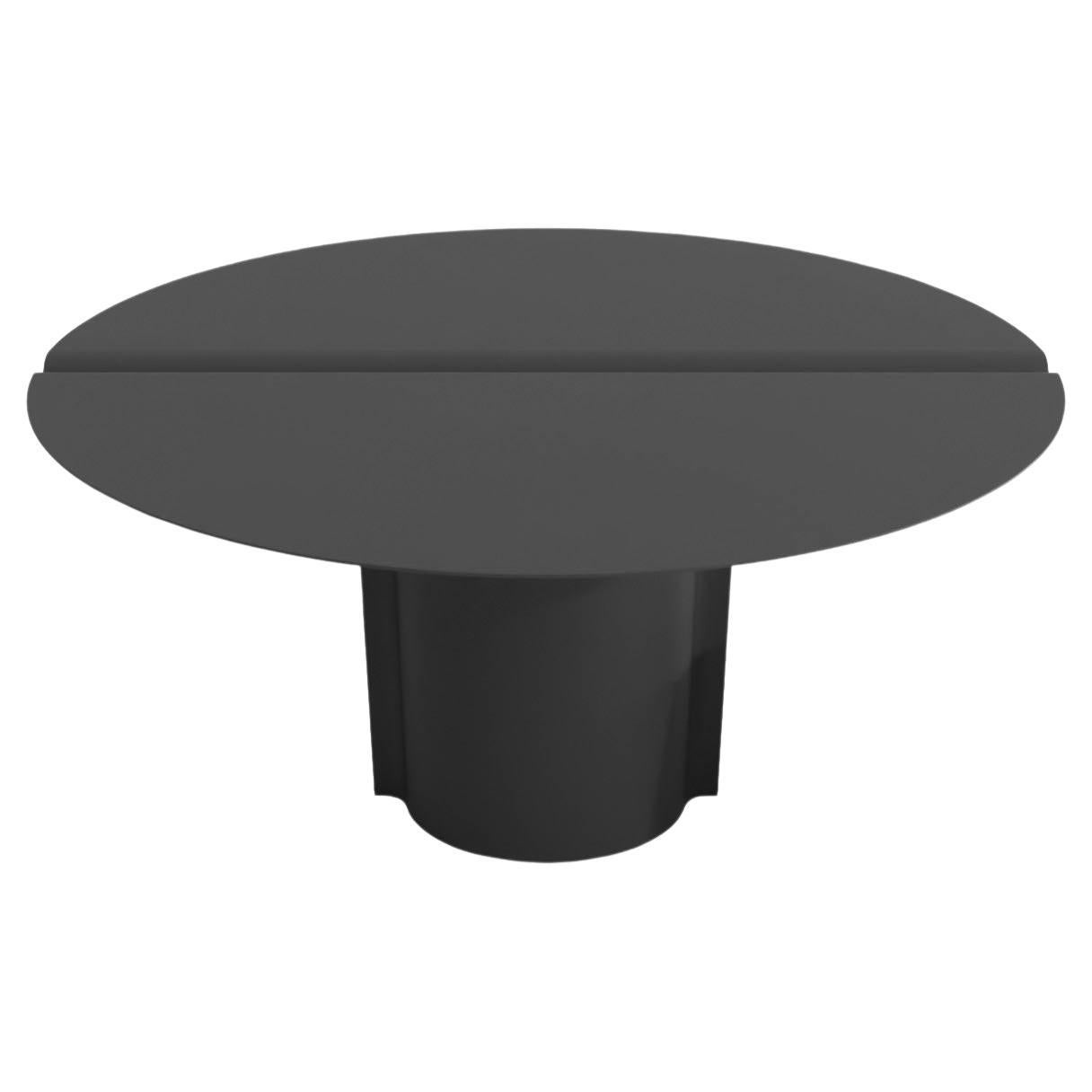Table ronde contemporaine en acier inoxydable poudré noir, table à miroir en vente