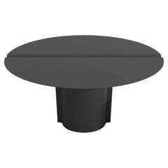 Contemporary Round Table in Black Powdercoated Stainless Steel, Mirrored Table