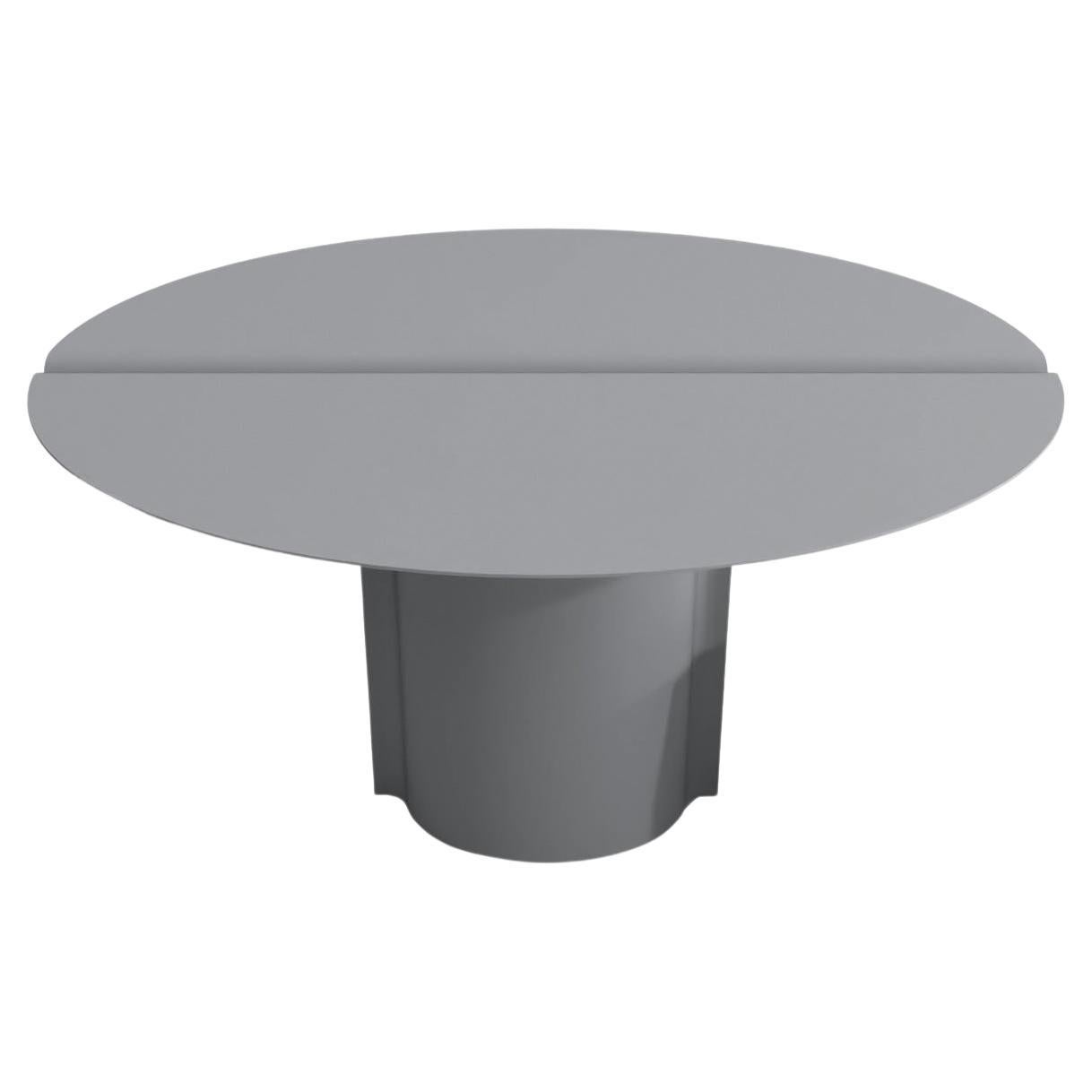 Contemporary Round Table in Gray Powdercoated Stainless Steel, Mirrored Table For Sale