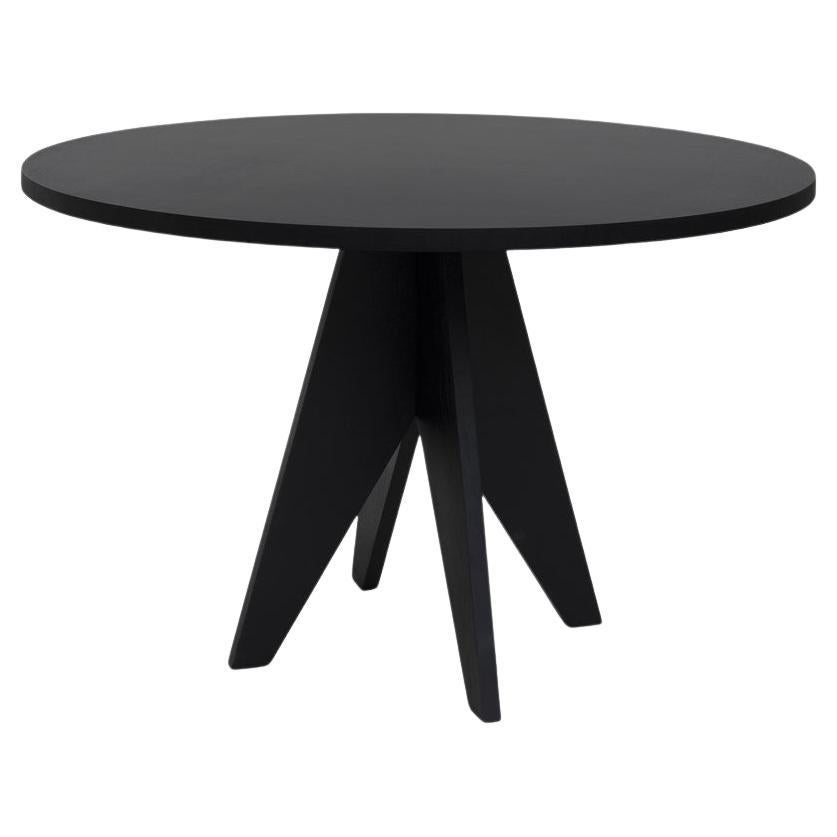 Contemporary Round Table 'POSE', 140, Black Oak  For Sale