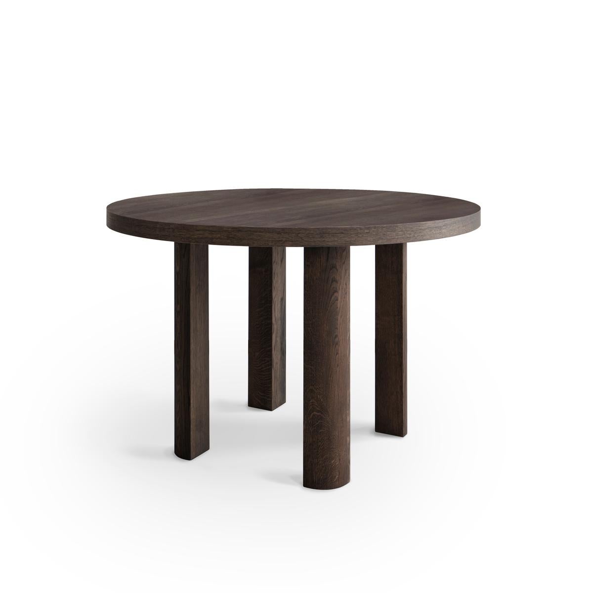 'QUARTER' Round table
Designed by IDA L. HILDEBRAND

Dimensions: DIA. 120 cm / H. 75 cm / Top thickness 5 cm
Model in the picture : Smoked Oak - tabletop veneer 

FRIENDS FOUNDERS create contemporary designs with strong focuses on