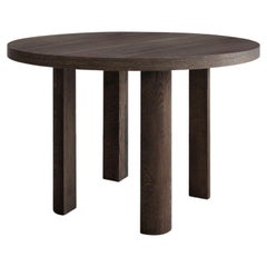 Contemporary Round Table 'Quarter', Smoked Oak