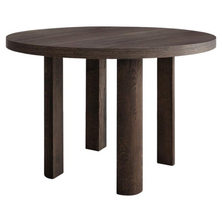 Contemporary Round Table 'Quarter', Smoked Oak For Sale at 1stDibs