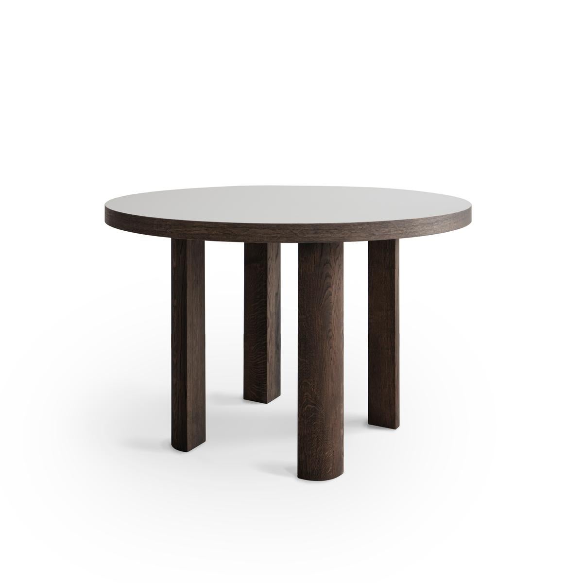 'QUARTER' Round table
Designed by IDA L. HILDEBRAND

Dimensions: DIA. 120 cm / H. 75 cm / Top thickness 5 cm
Model in the picture : Smoked Oak - White laminated tabletop 

FRIENDS FOUNDERS create contemporary designs with strong focuses on