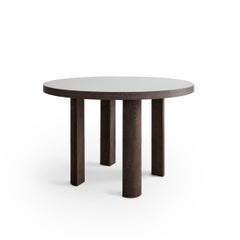 Contemporary Round Table 'Quarter', Smoked Oak / White top