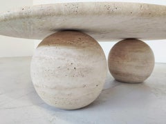Contemporary Round Travertine Coffee Table, Italy