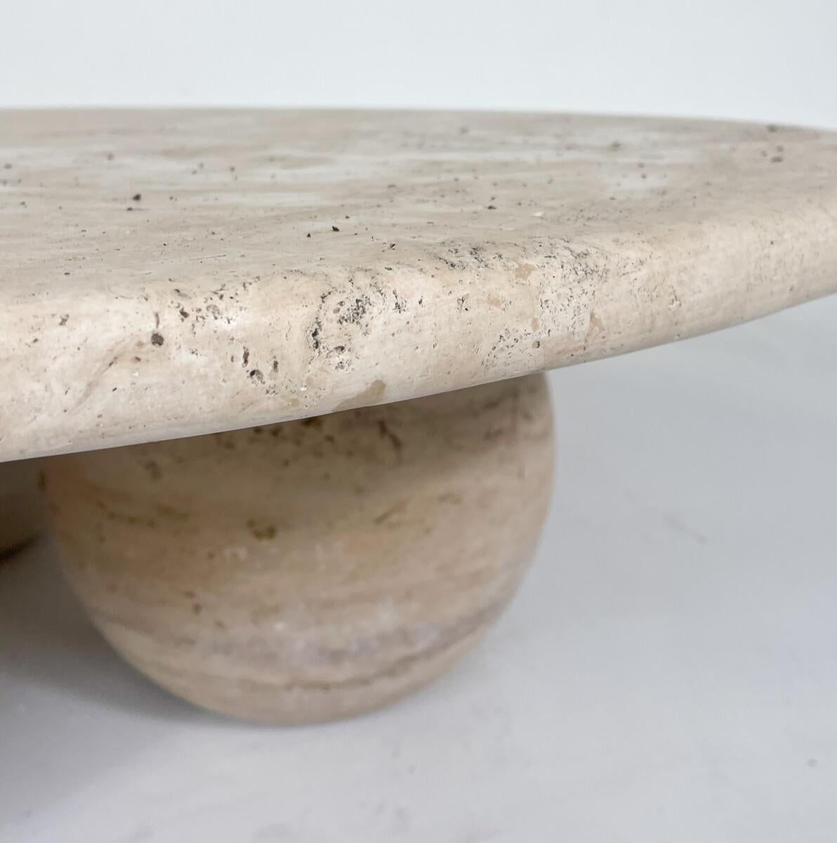 Contemporary Round Travertine Coffee Table, Italy For Sale 2