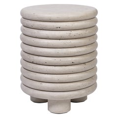 Contemporary Round Travertine Stool Scala by Stephane Parmentier for Giobagnara