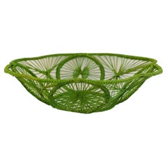 Bols / paniers ronds contemporains en rotin tressé en vert