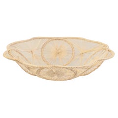 Bol / panier rond contemporain en rotin tressé en Nature