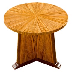 Contemporary Round Zebra Wood Table in the Art Deco Style