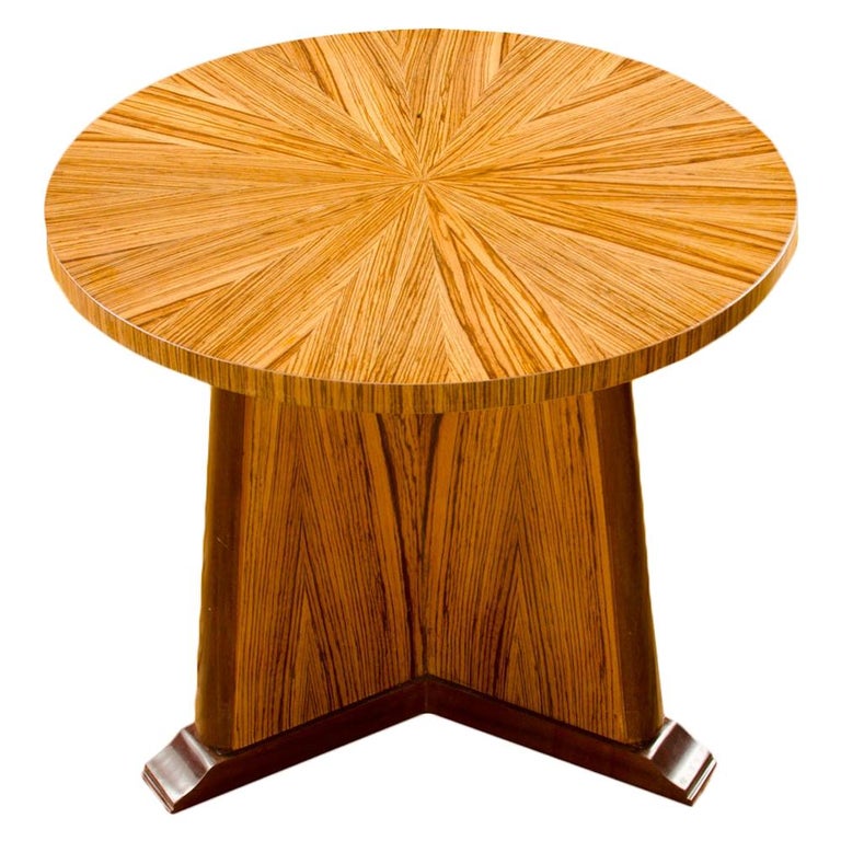 Contemporary Round Zebra Wood Table in the Art Deco Style For Sale at  1stDibs