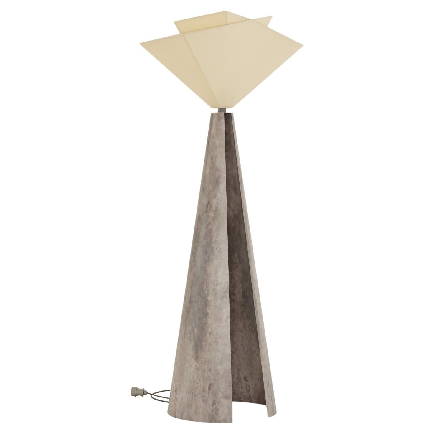 Contemporary Rounded Floor Lamp in Grey Patina by Rejo Studio For Sale