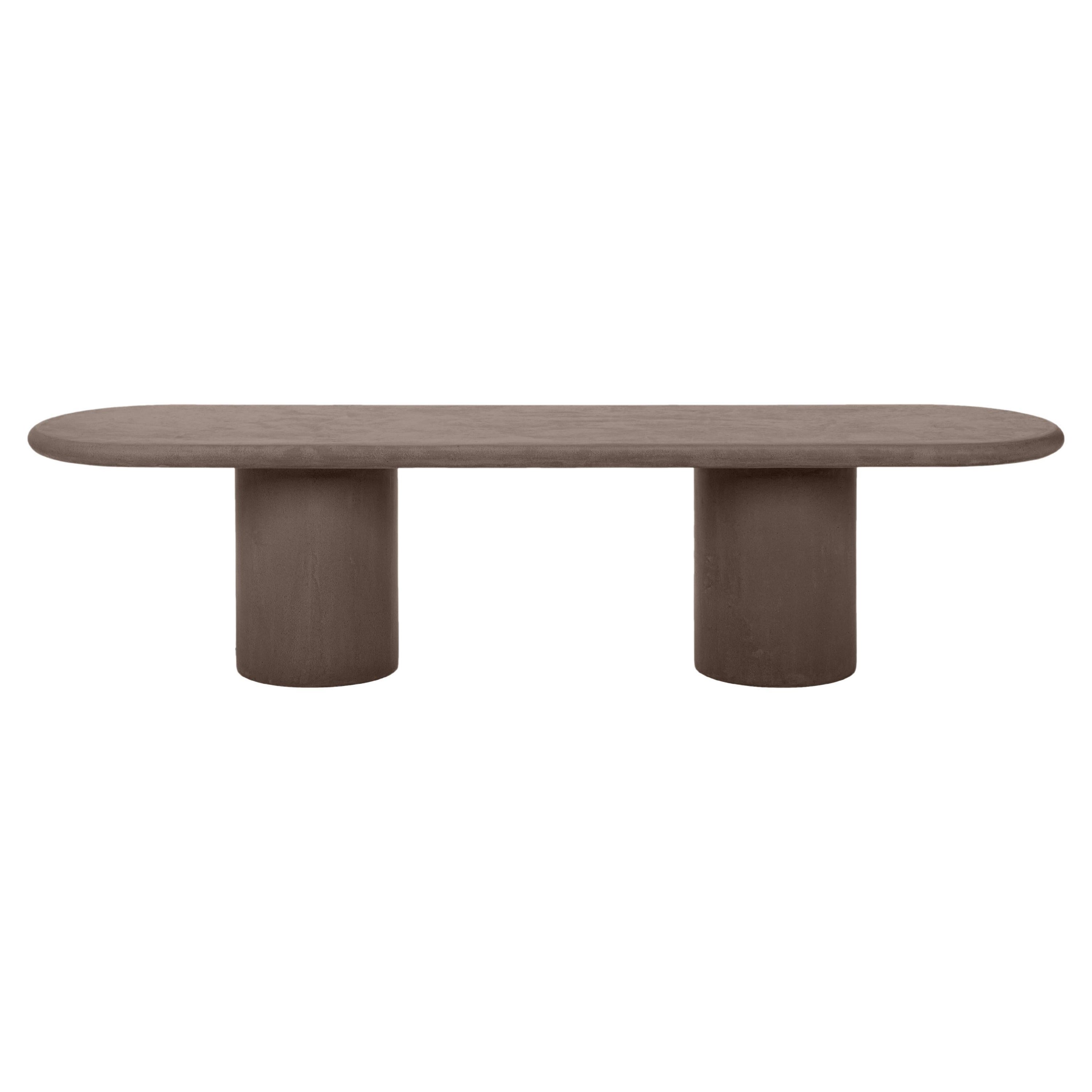 Banc "colonne" contemporain en plâtre naturel arrondi 160cm par Isabelle Beaumont