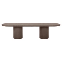 Banc "colonne" contemporain en plâtre naturel arrondi 160cm par Isabelle Beaumont