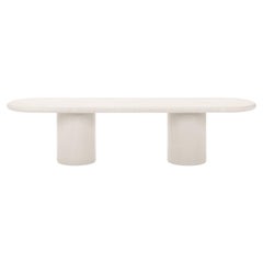 Banc "colonne" contemporain en plâtre naturel arrondi 160cm par Isabelle Beaumont