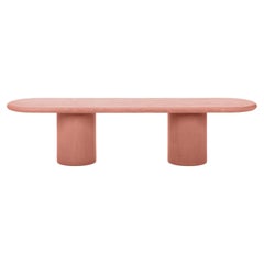 Banc "colonne" contemporain en plâtre naturel arrondi 180cm par Isabelle Beaumont