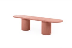 Banc "colonne" contemporain en plâtre naturel arrondi 200cm par Isabelle Beaumont