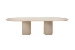 Table de salle à manger personnalisable en plâtre texturé fait main, ovale plat, minimaliste C240