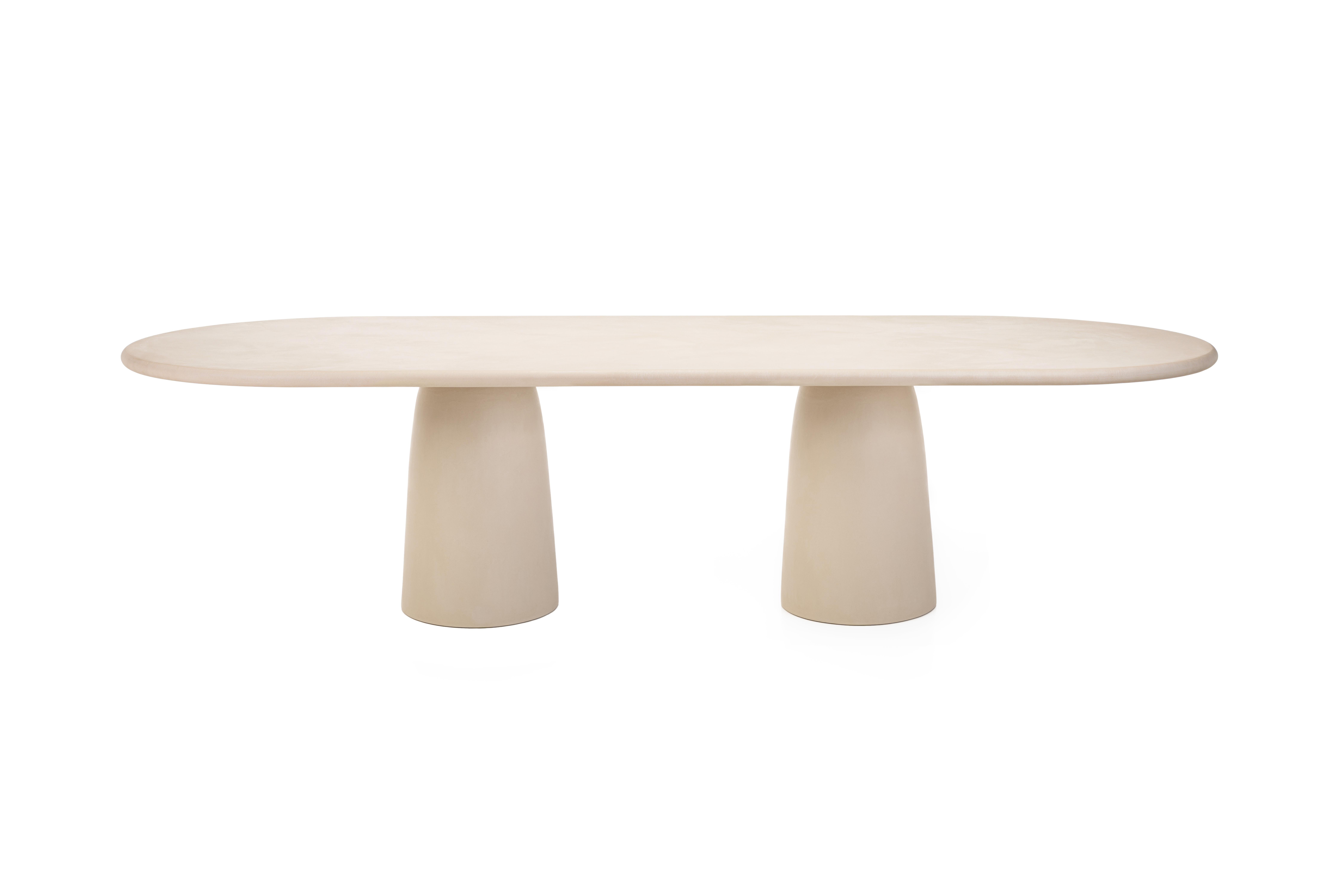 Mesa contemporánea redondeada de yeso natural 