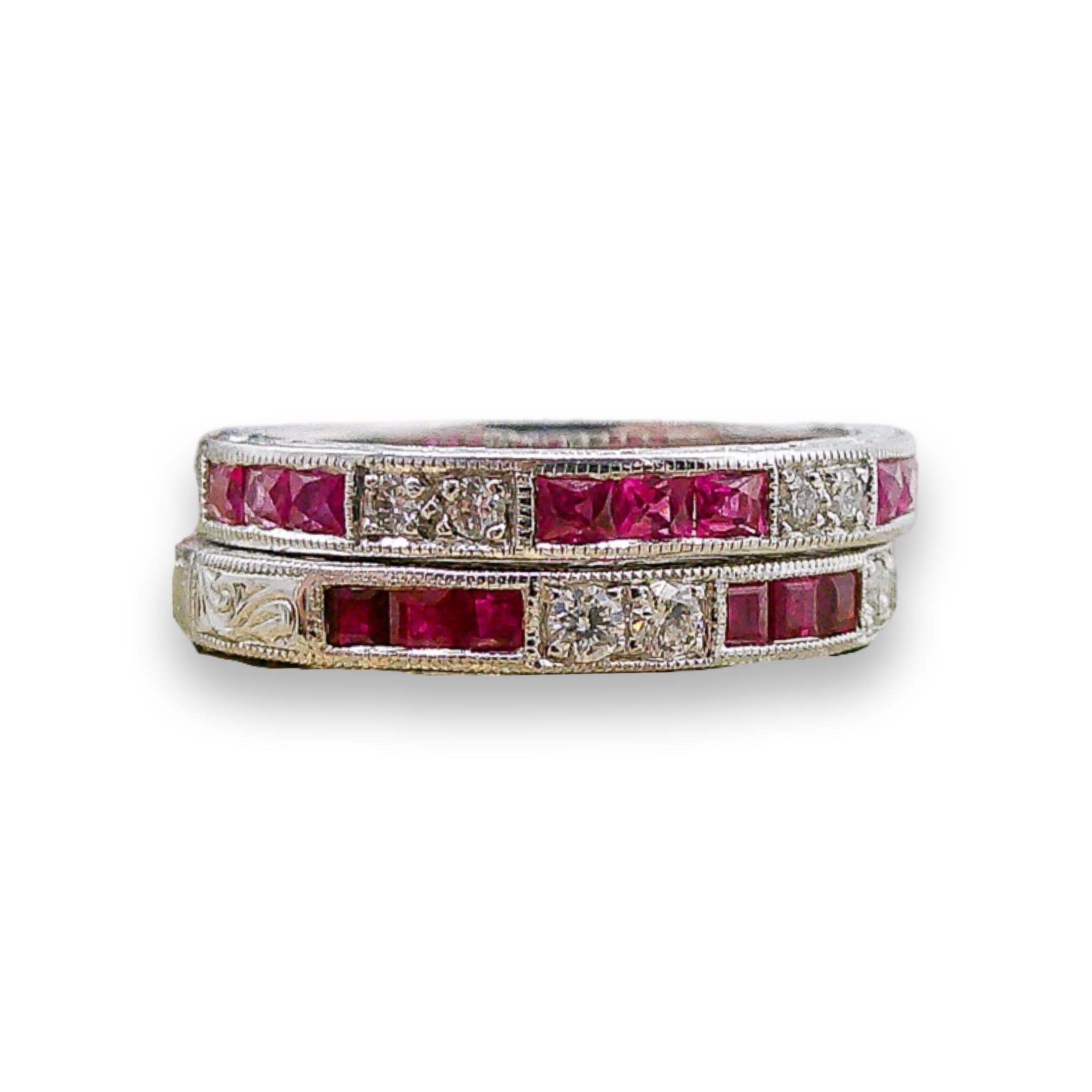 For Sale:  Contemporary Ruby and Diamond Band 2