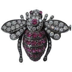Contemporary Ruby and Diamond Bee Brooch by Sabbadini of Milan