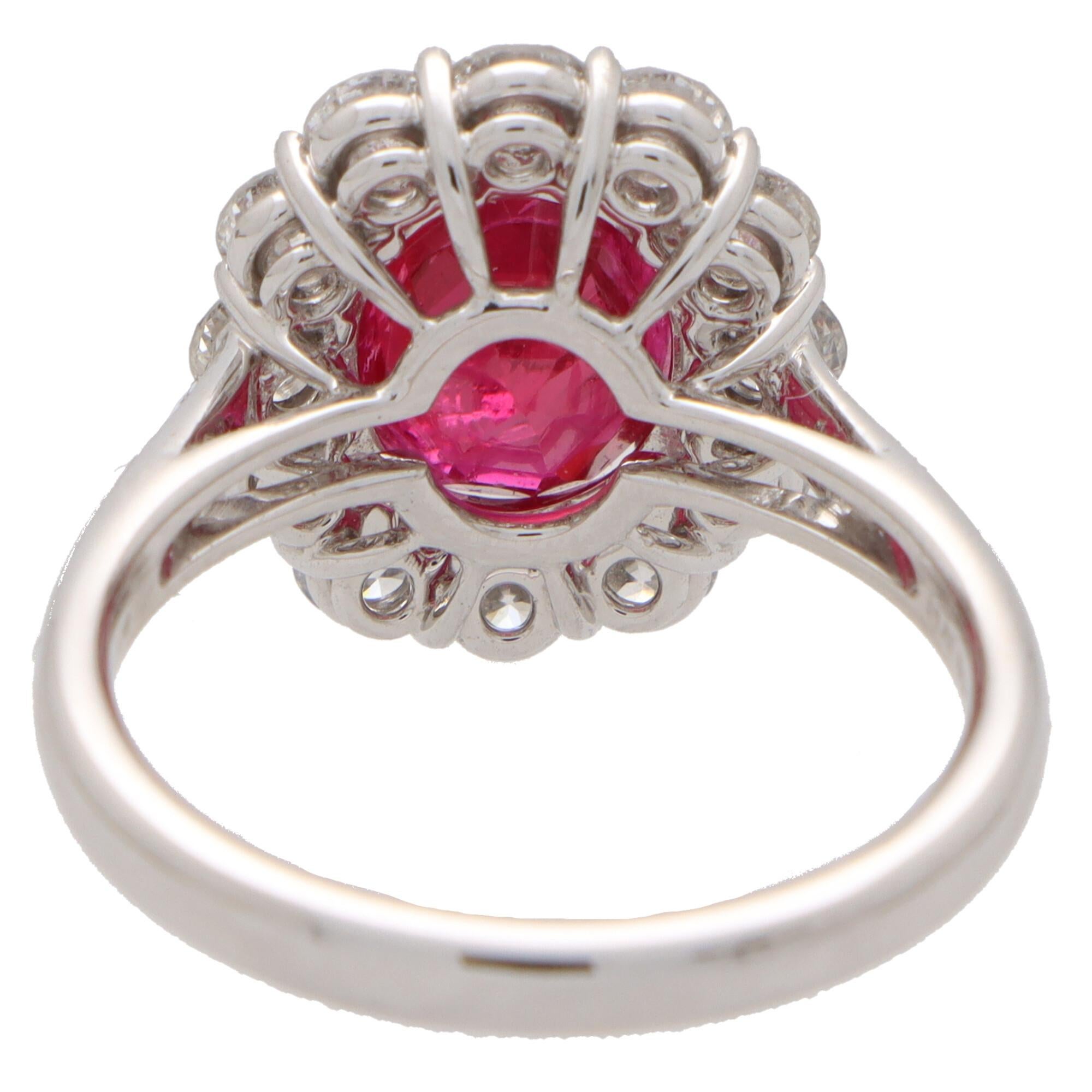 ruby cluster engagement ring