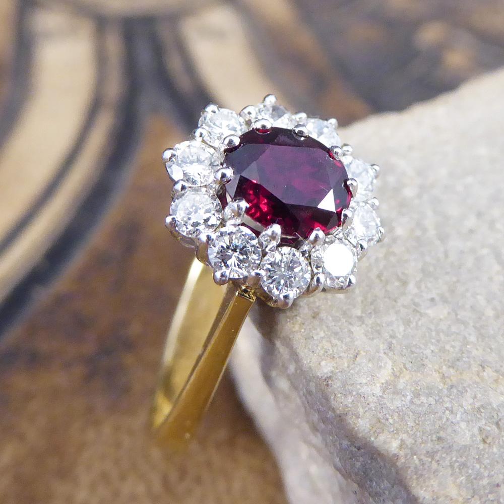 Contemporary Ruby and Diamond Cluster Ring in 18 Carat Gold 3