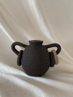 Contemporary Ruby Bell Ceramics Black Links Bud Vase