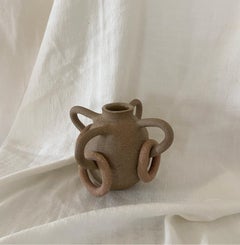 Contemporary Ruby Bell Ceramics Taupe Speckled Links Bud Vase