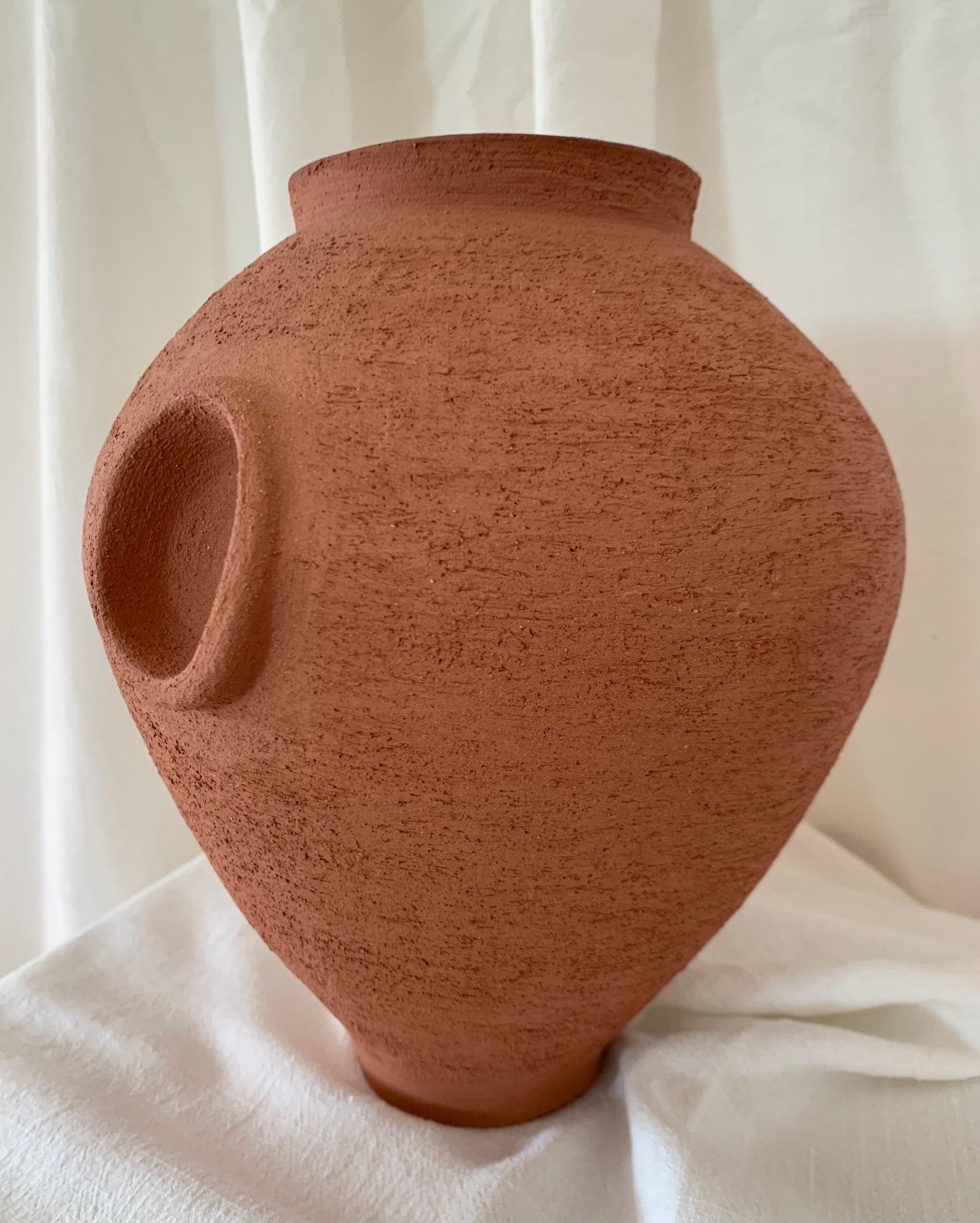 Other Contemporary Ruby Bell Ceramics Terracotta Altar Vase For Sale