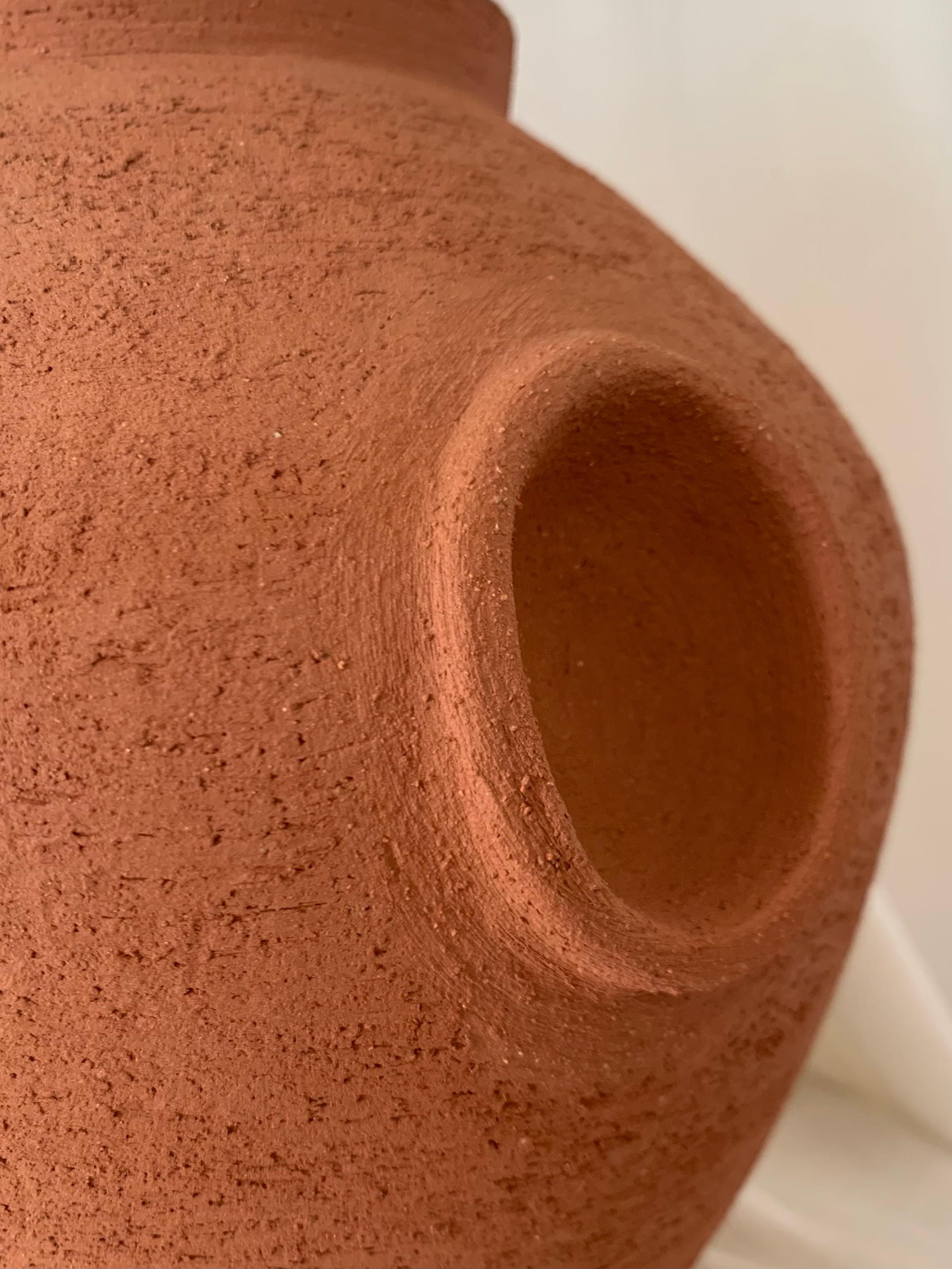 Contemporary Ruby Bell Ceramics Terracotta Altar Vase In New Condition For Sale In Portland, OR