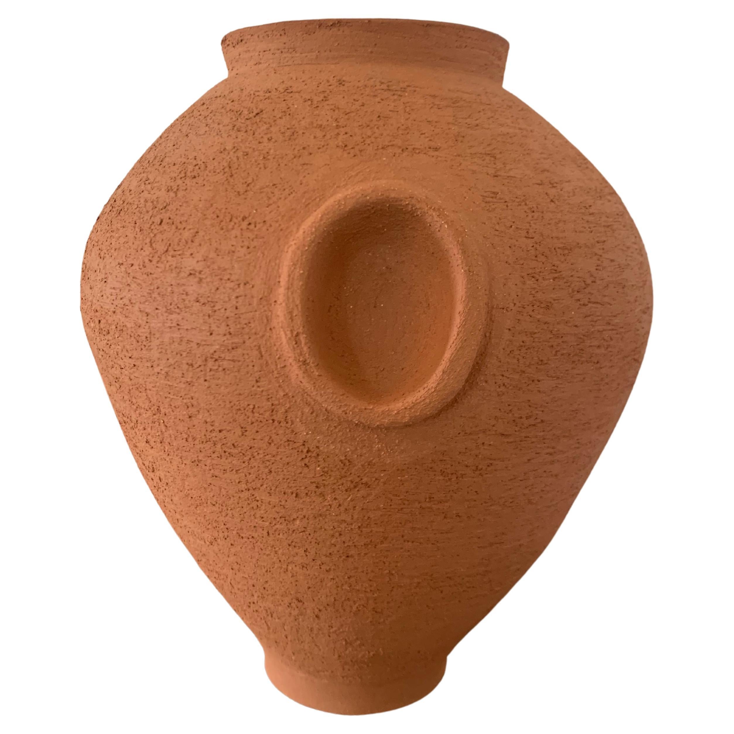 Contemporary Ruby Bell Ceramics Terracotta Altar Vase For Sale