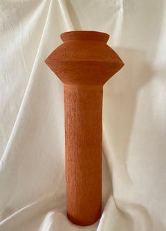 Contemporary Ruby Bell Ceramics Terracotta Tall Pedestal Vase