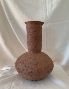 Contemporary Ruby Bell Ceramics Toasted Almond Round Bottom Vase with Tall Neck