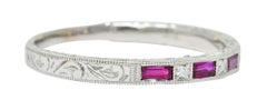 Contemporary Ruby Diamond 14 Karat Gold Stacking Band
