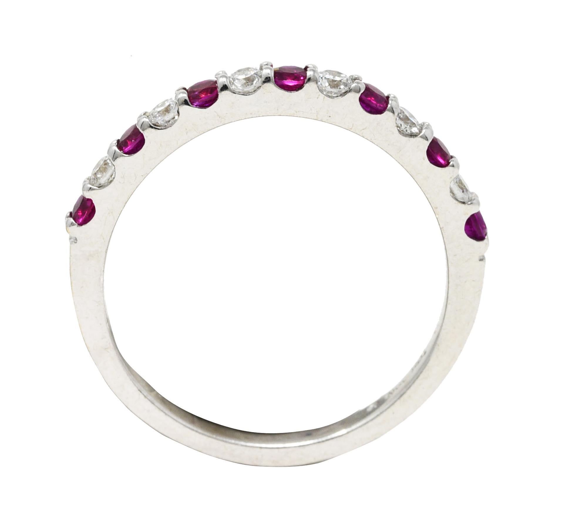 Contemporary Ruby Diamond 14 Karat White Gold Stacking Band Ring 1