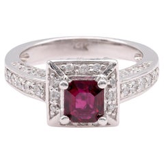 Contemporary Ruby Diamond 14K White Gold Pave Ring