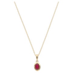 Contemporary Ruby Pendant Necklace in Yellow Gold