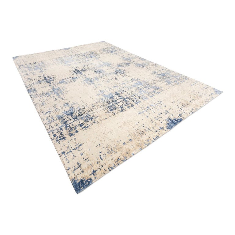 Contemporary Rug Abstract Design on Blue and White Colors at 1stDibs