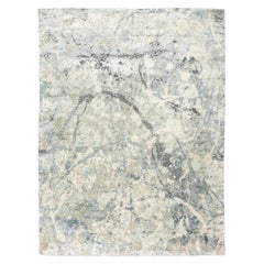Contemporary Rug, Abstract Design on Gray and Blue Colors