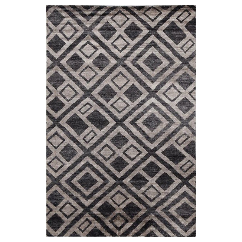 Tappeto contemporaneo grigio antracite Design moderno Djoharian Botanical Bamboo Slk