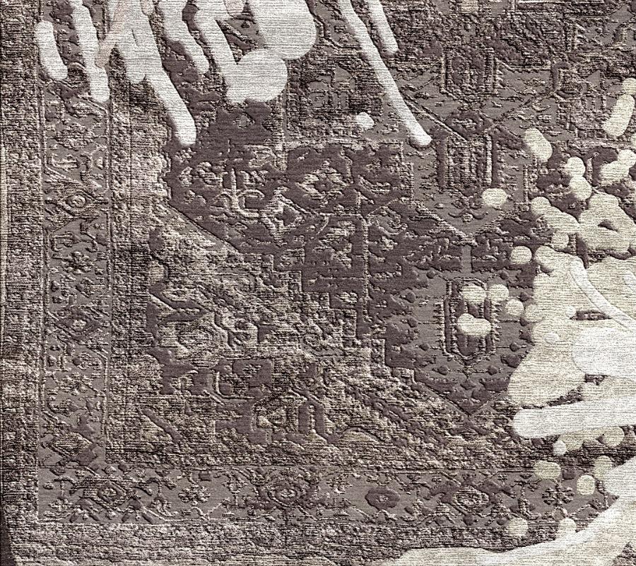 Zeitgenössischer Heriz-Teppich aus Wolle und Seide mit Spritzmuster, handgeknüpft, modernes Design im Zustand „Neu“ im Angebot in Lohr, Bavaria, DE