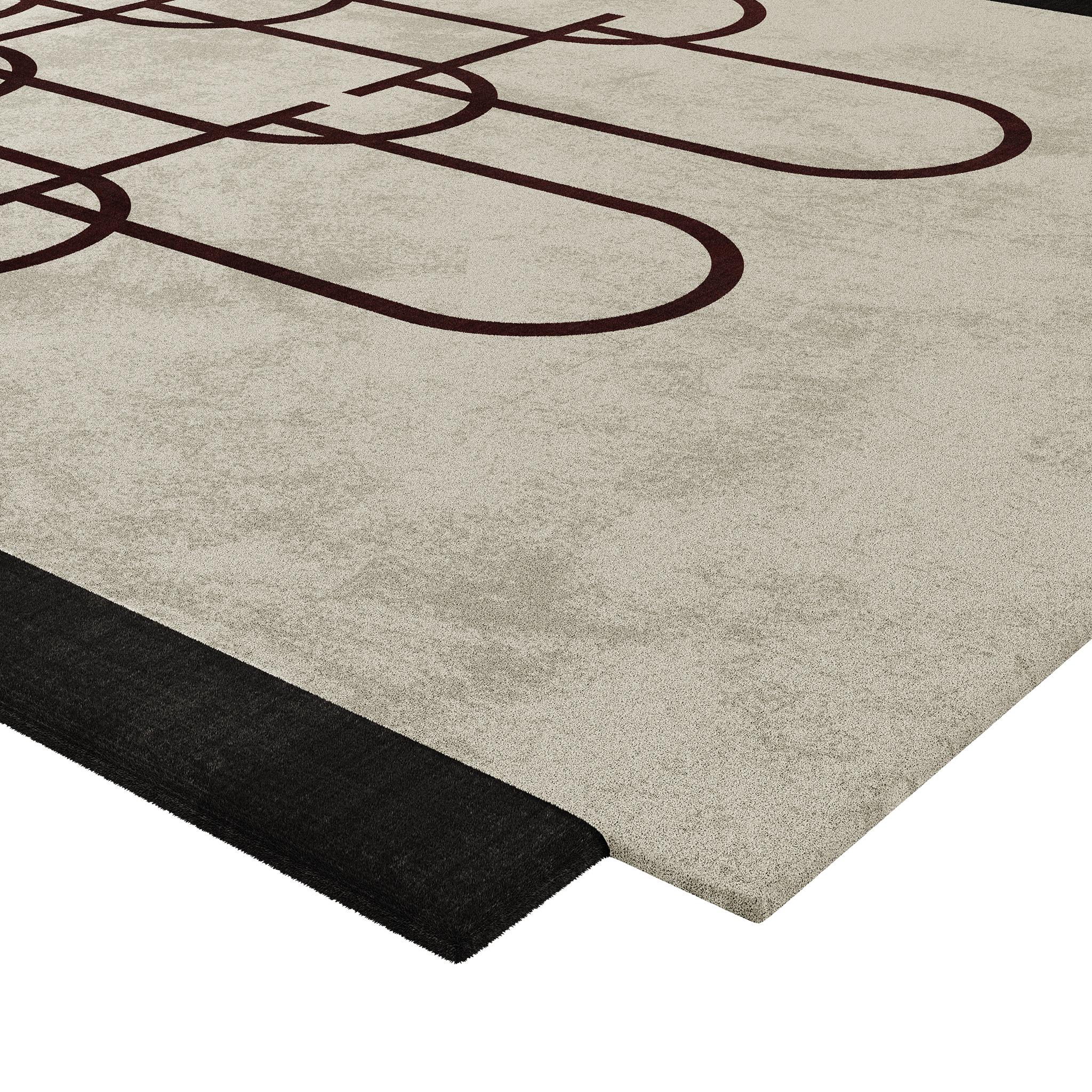 Anpassbarer Teppich mit abstrakten GeomtrIc-Mustern, beige und schwarzen Details im Zustand „Neu“ im Angebot in Porto, Vila Nova de Gaia