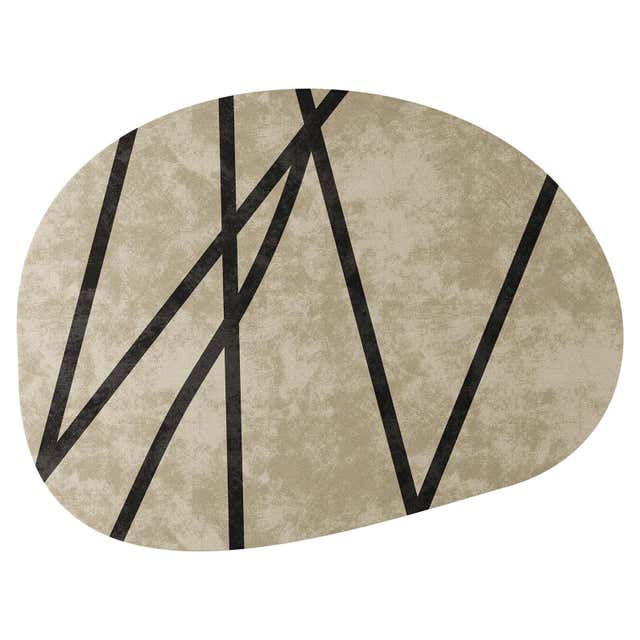 Modern Irregular Shape Customizable Rug Neutral Color with Black ...
