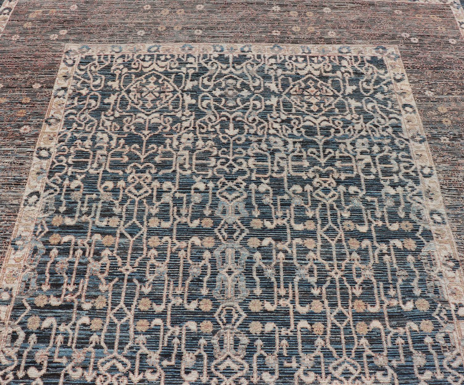 Measures: 9'0 x 12'0
Finely woven Modern rug with intricate all-over Sub-geometric inspired by 13th Century Seljuk Design. Modern Casual Tribal Rug, Keivan Woven Arts / rug AFG-65604, country of origin / type: Afghanistan / Modern Casual, circa