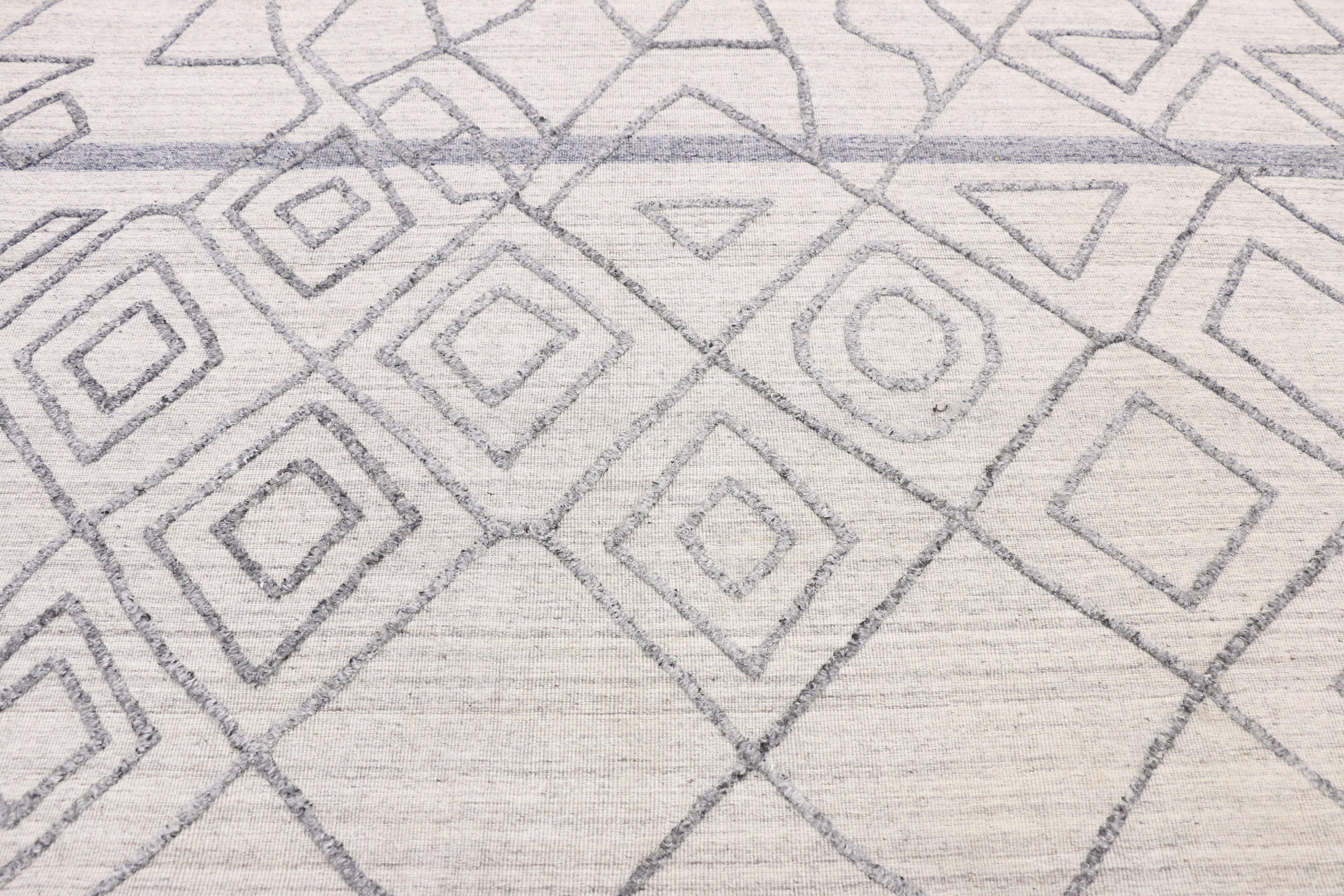 New Contemporary Teppich im modernen marokkanischen Stil, Texture Area Rug (Indisch) im Angebot